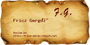 Fricz Gergő névjegykártya